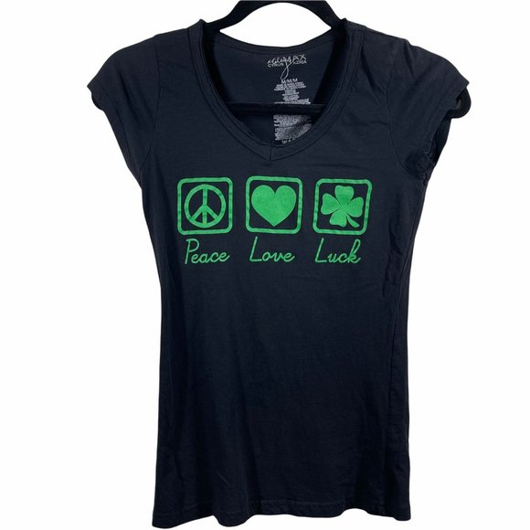 Miley Cyrus Max Azria Shirt Girls Medium Black Green Luck - Picture 1 of 6